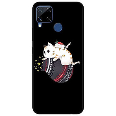 Ốp lưng dành cho Realme C15 mẫu Mèo Trắng Ôm Túi